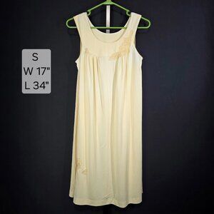 Vintage Lorraine Nightgown Womens S Ivory Nylon Slip Dress Lingerie 60s Embroide
